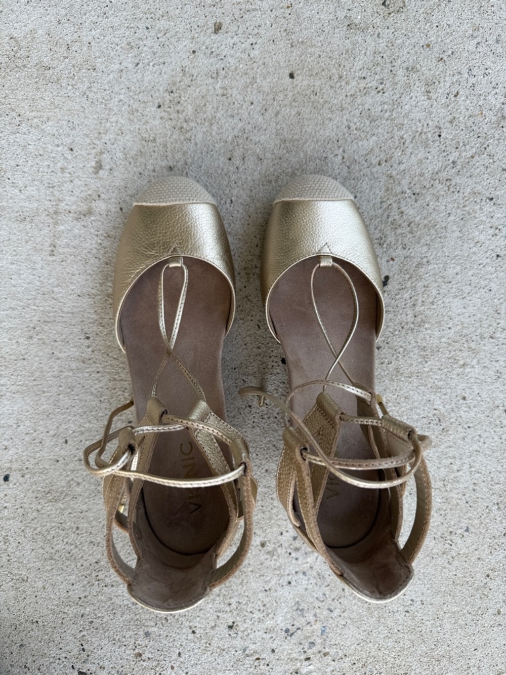 Vionic Aruba Calypso Lace-Up Espadrille Wedge Sandals in Gold Leather Size 9 - Picture 5 of 9